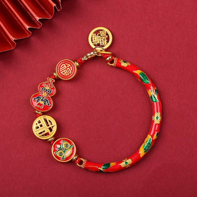 Copper Tibetan Gourd Fortune Happiness Lion Wealth Luck Bracelet