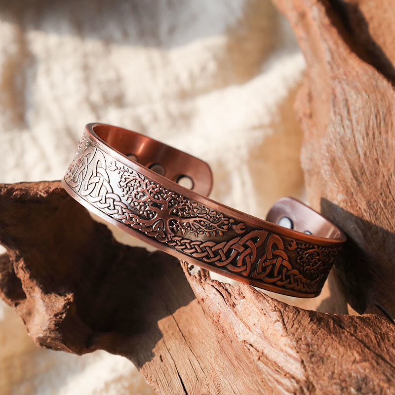 Copper Tree of Life Adjustable Cuff Bracelet for Balance