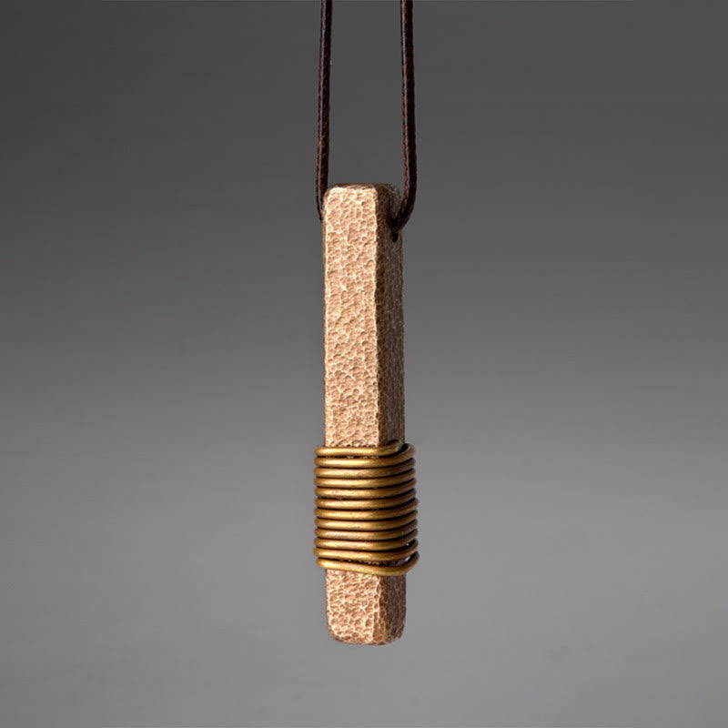 Copper Vintage Textured Wealth Necklace for Spiritual Luck