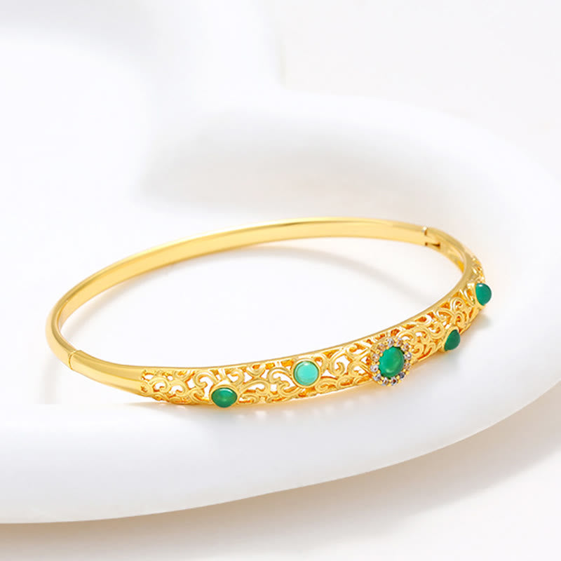 Copper Zircon Spiritual Luck Bracelet Bangle 56mm Openable