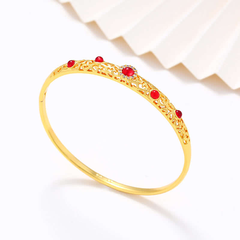 Copper Zircon Spiritual Luck Bracelet Bangle 56mm Openable