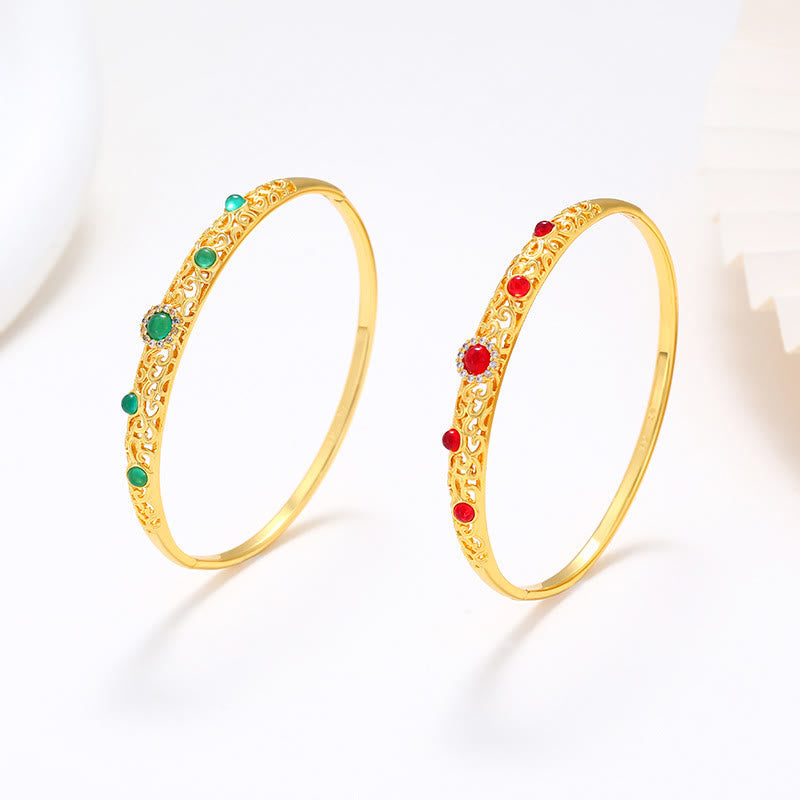 Copper Zircon Spiritual Luck Bracelet Bangle 56mm Openable