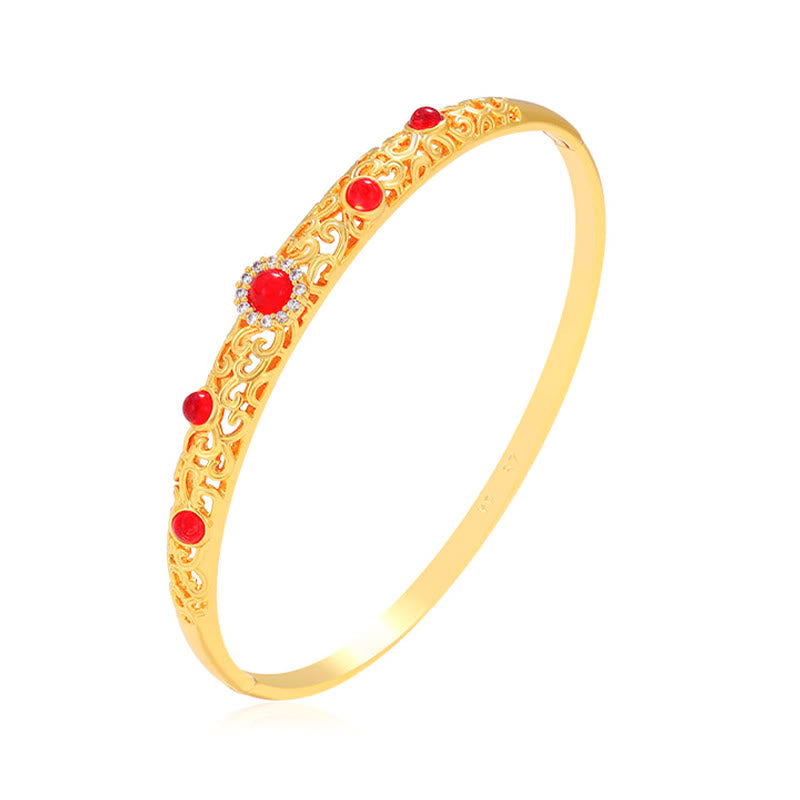 Copper Zircon Spiritual Luck Bracelet Bangle 56mm Openable