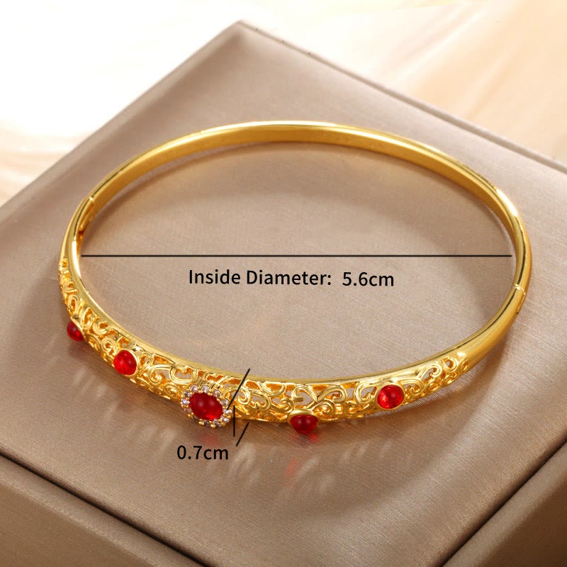 Copper Zircon Spiritual Luck Bracelet Bangle 56mm Openable