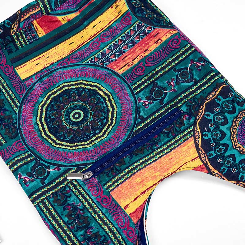 Cotton Crossbody Bag with Blue Flower Pattern for Spiritual Use