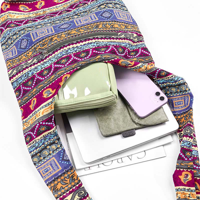 Cotton Crossbody Bag with Colorful Stripes for Spiritual Style