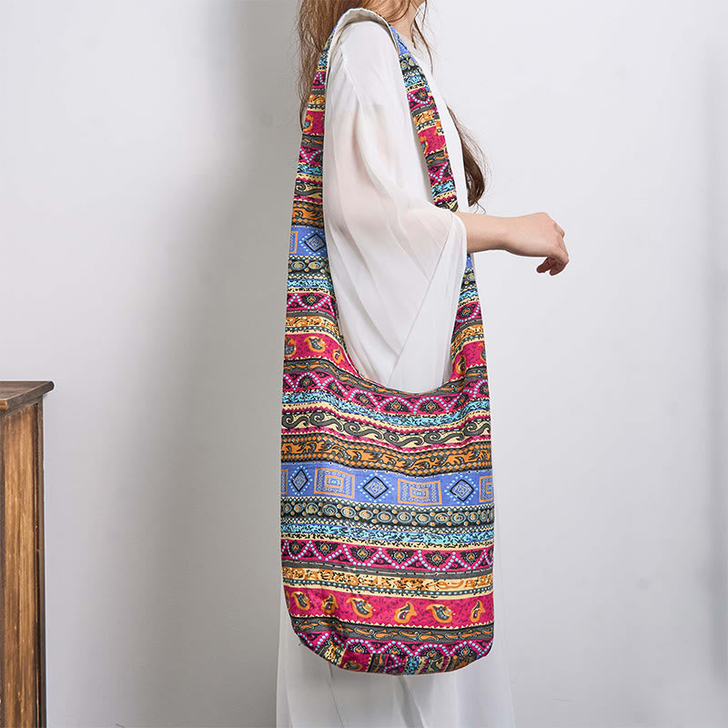 Cotton Crossbody Bag with Colorful Stripes for Spiritual Style