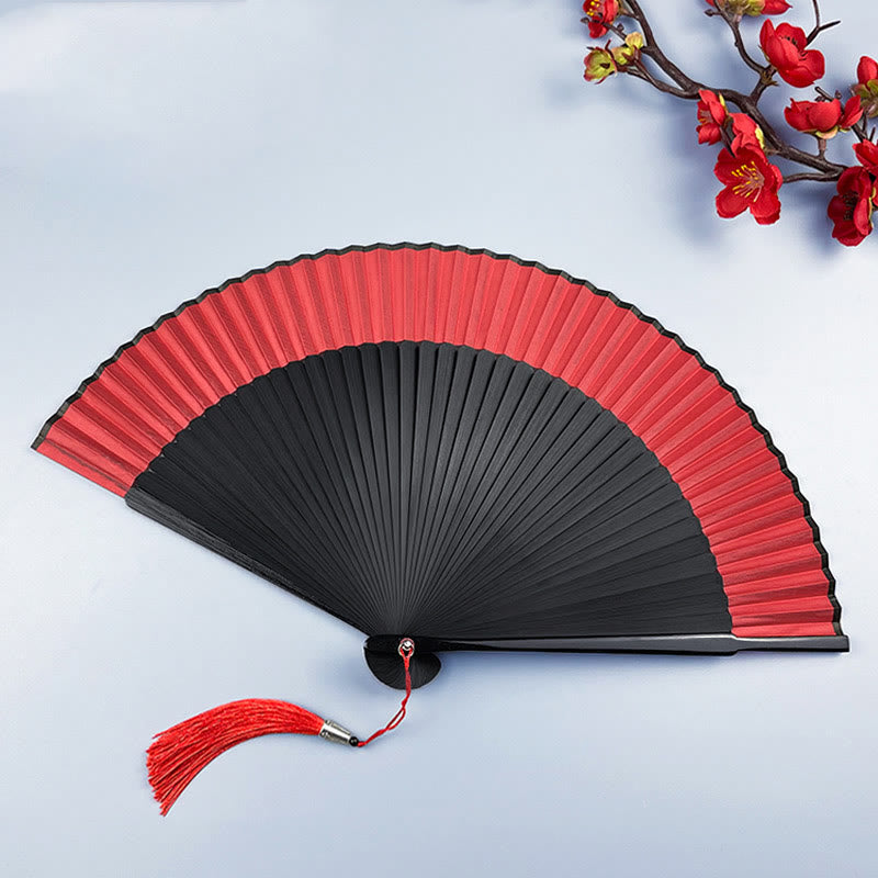 Cotton Linen Folding Fan with Bamboo and Rabbit Design