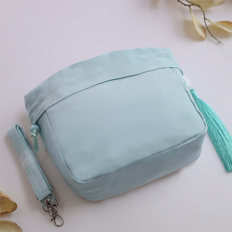 Cotton Linen Tote Bag with Spiritual Lotus Embroidery 20cm