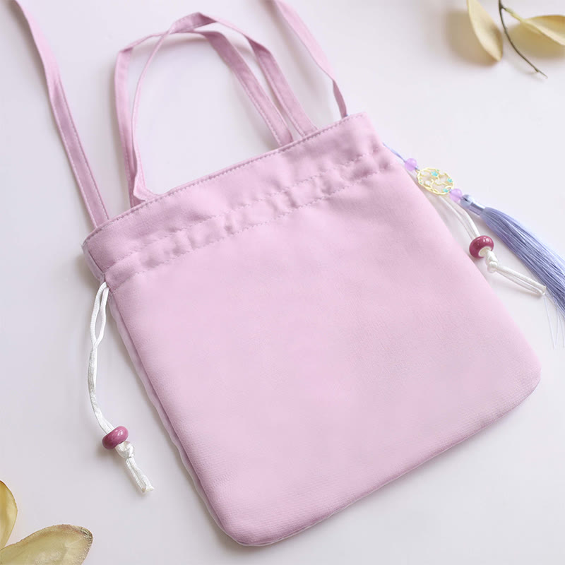 Cotton Linen Yoga Tote Bag with Adjustable Strap 21x22cm