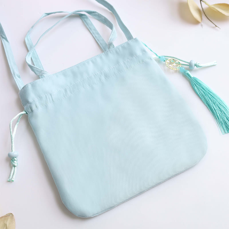 Cotton Linen Yoga Tote Bag with Adjustable Strap 21x22cm