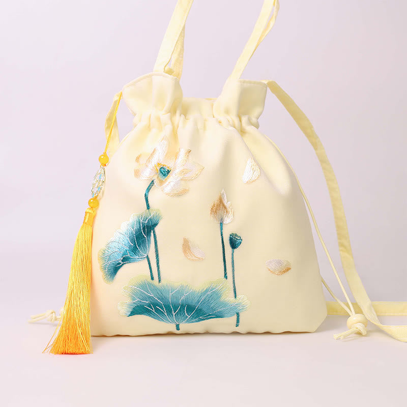 Cotton Linen Yoga Tote Bag with Adjustable Strap 21x22cm