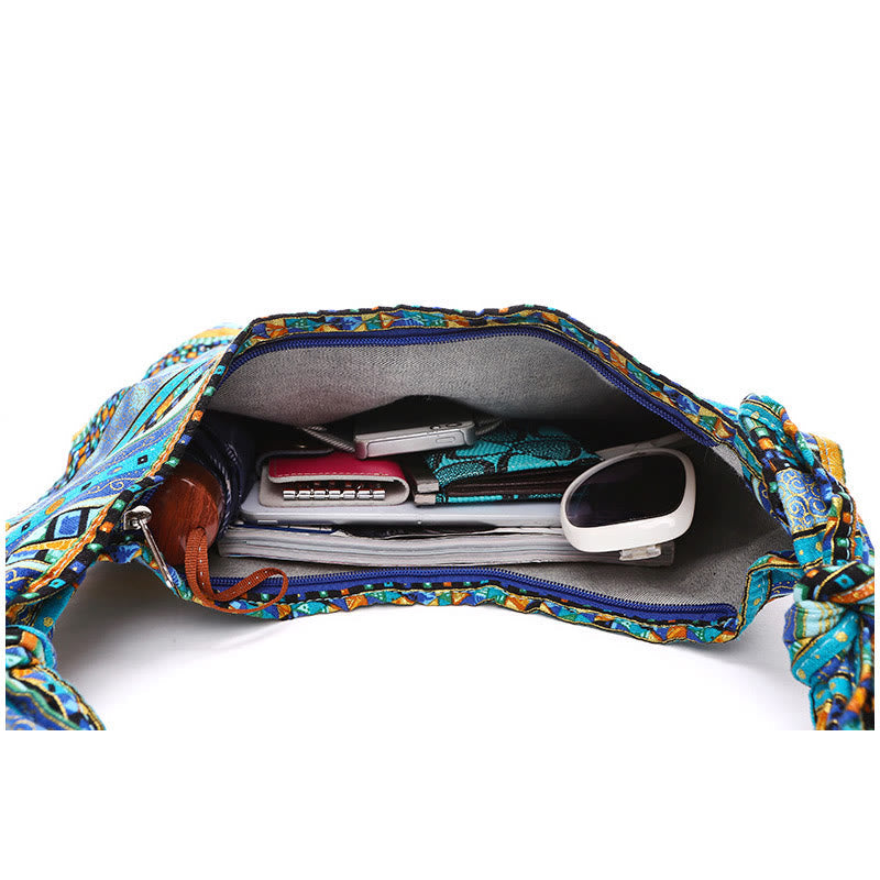 Cotton Stripes Crossbody Bag with Adjustable Strap