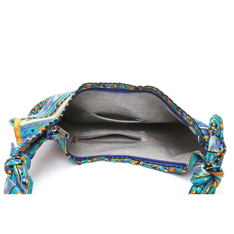 Cotton Stripes Crossbody Bag with Adjustable Strap