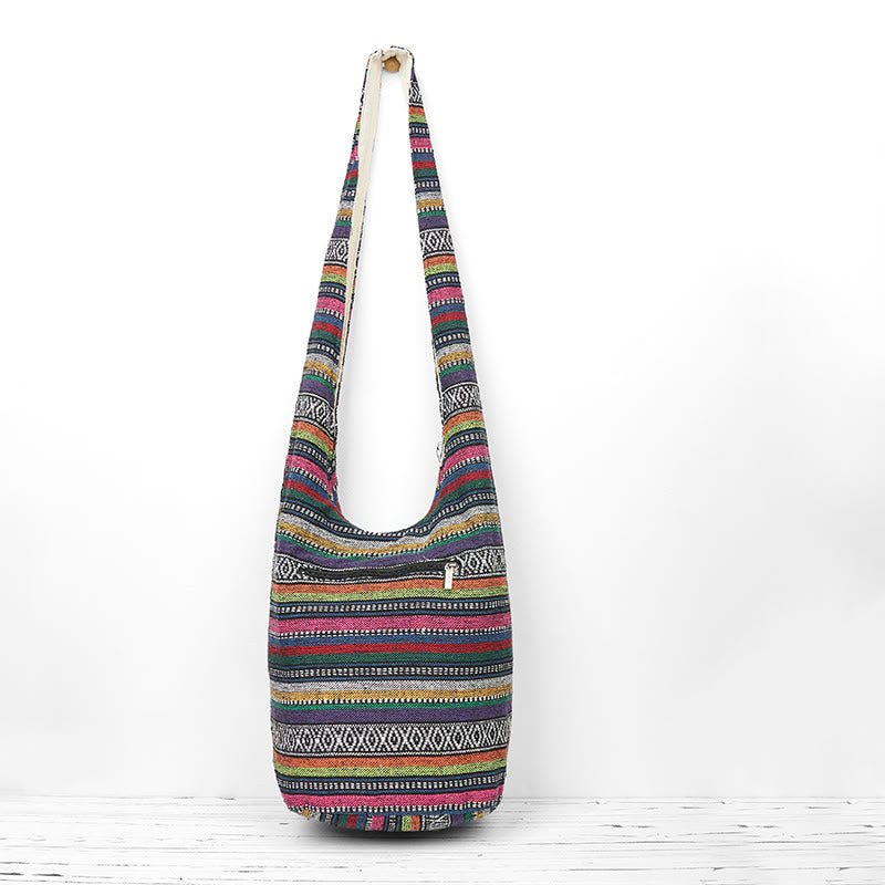 Cotton Stripes Pattern Crossbody Bag | Durable Yoga Bag