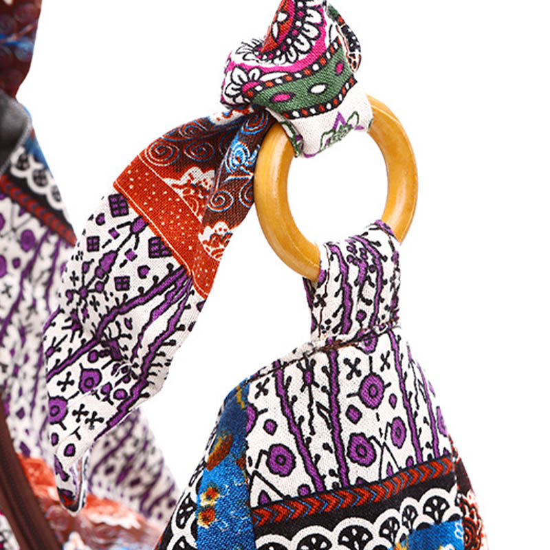 Cotton Stripes Print Crossbody Bag with Adjustable Strap 44cm