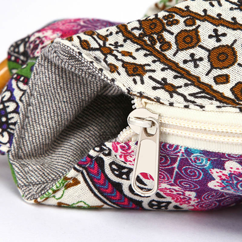 Cotton Stripes Print Crossbody Bag with Adjustable Strap 44cm