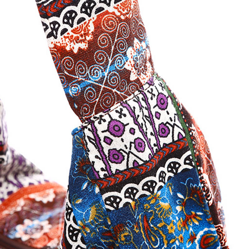 Cotton Stripes Print Crossbody Bag with Adjustable Strap 44cm