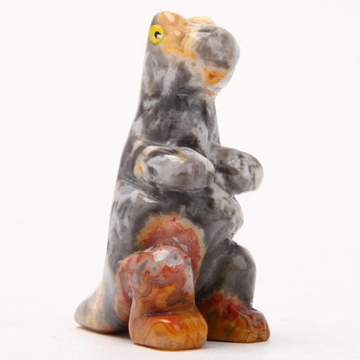 Crazy Agate 2.5-Inch Dinosaur Crystal Carving