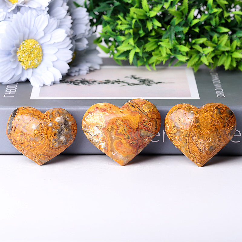Crazy Agate Heart Shape Crystal Carving 2-2.5 Inches