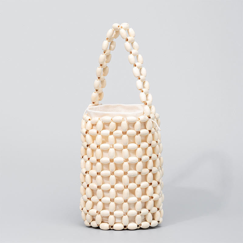 Crude Wood Handbag with Wooden Beads for Spiritual Accessories