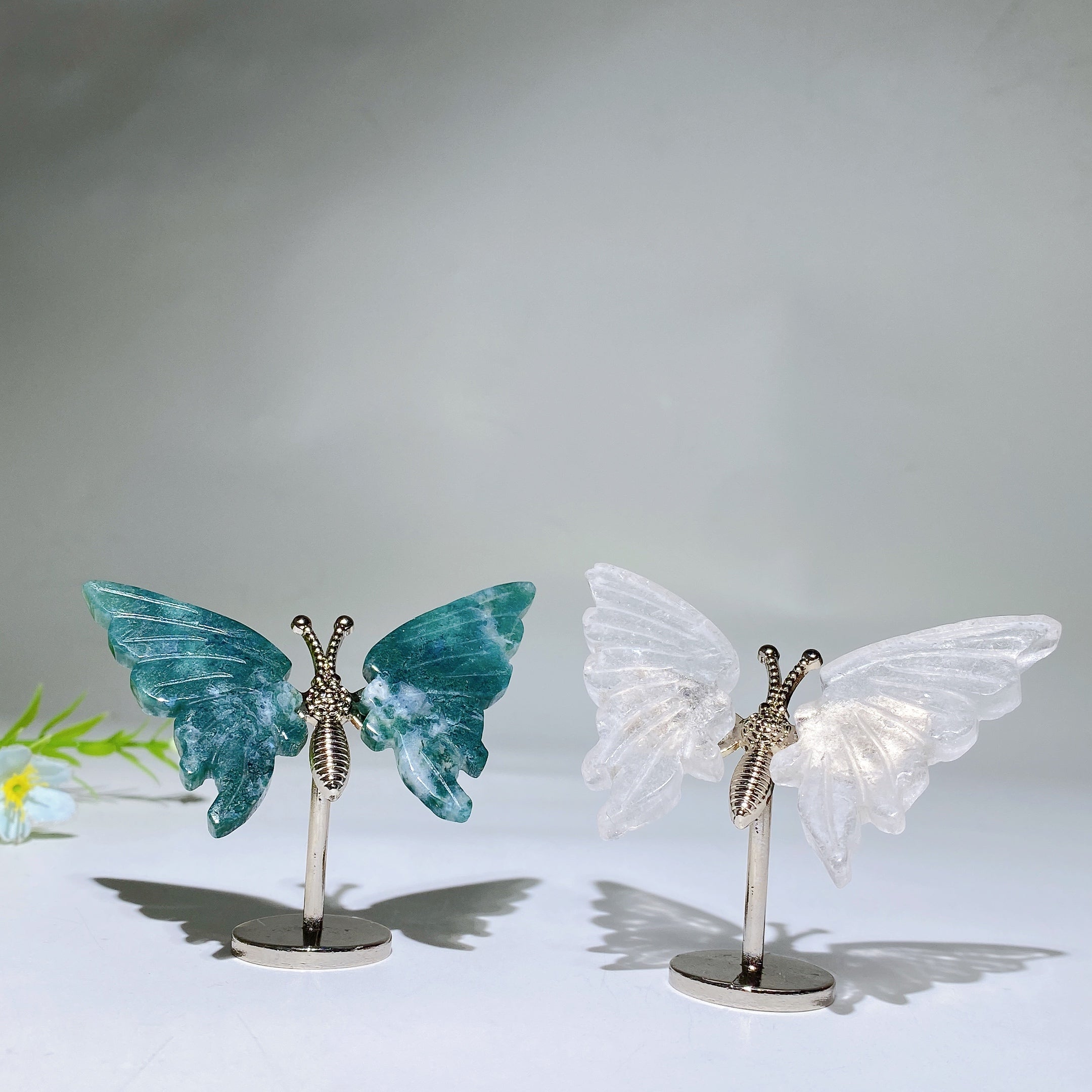 Crystal Butterfly Figurine with Metal Stand - Healing Crystals