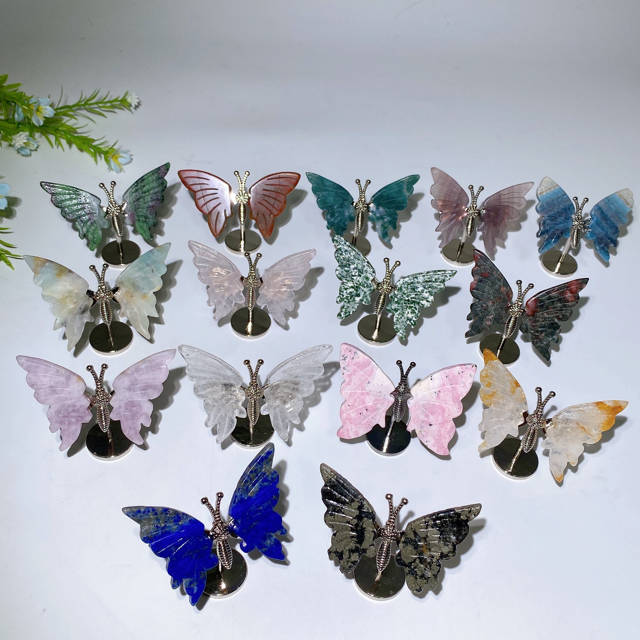 Crystal Butterfly Figurine with Metal Stand - Healing Crystals