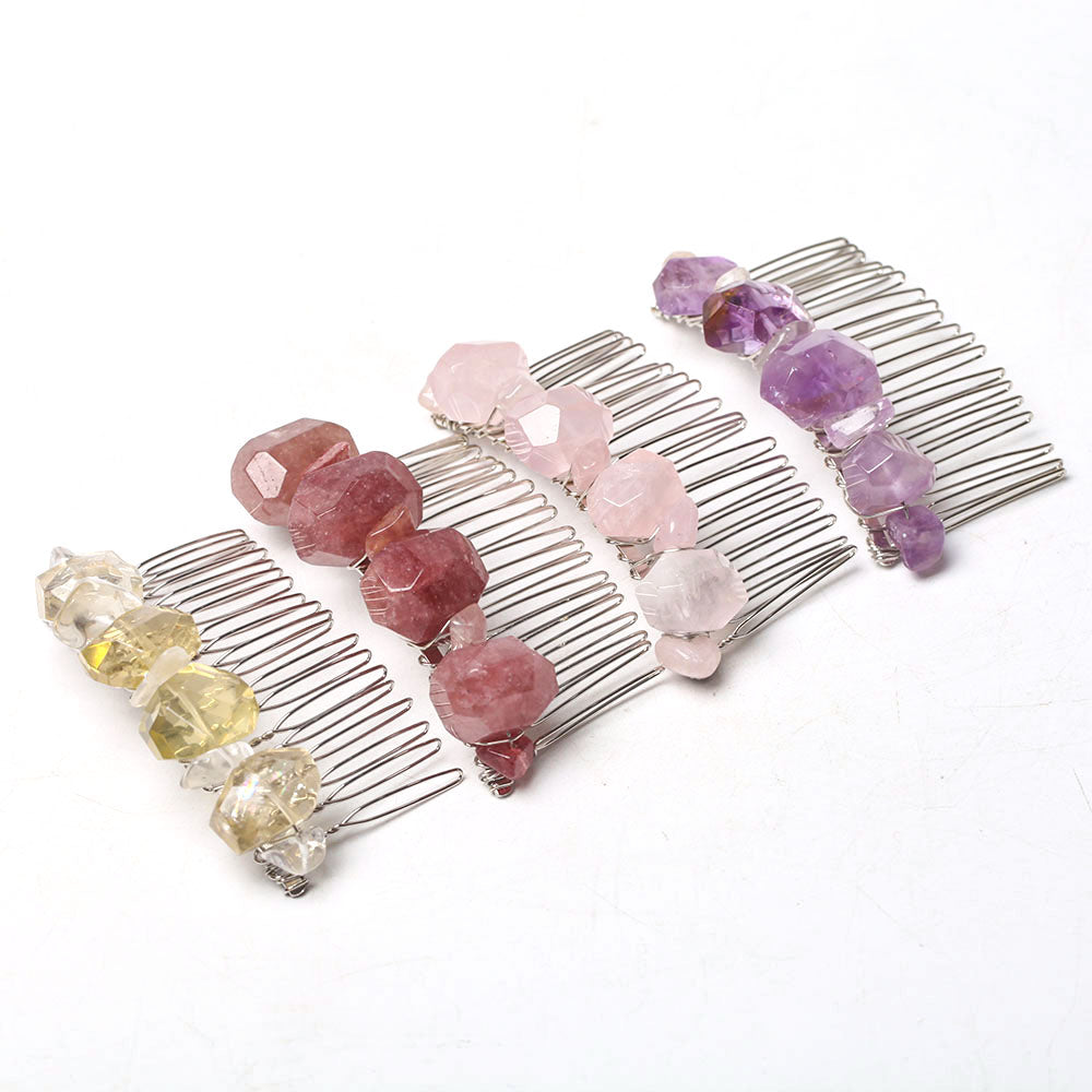 Crystal Crown Comb with Healing Gemstones - Spiritual Jewelry