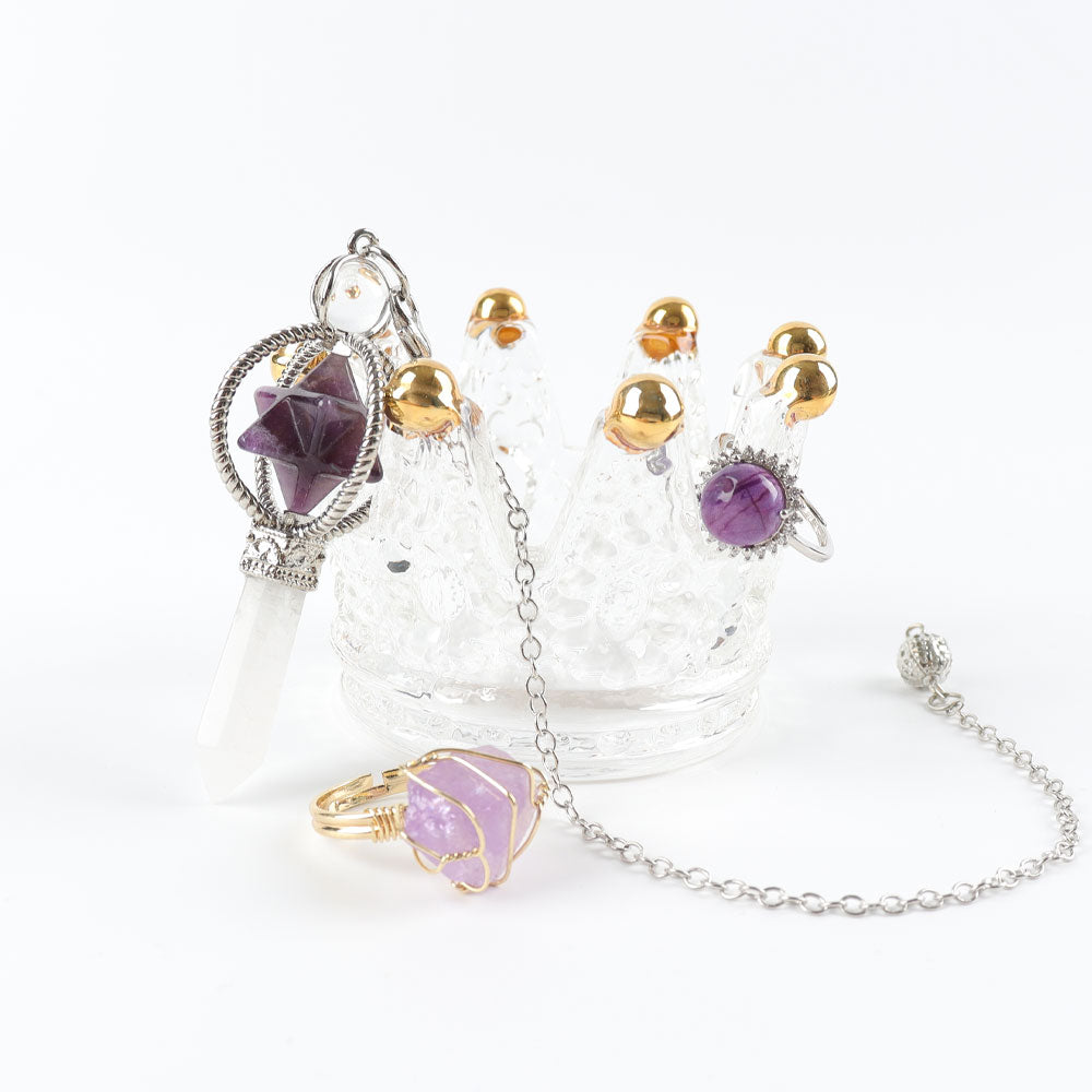 Crystal Glass Jewelry Ring Holder 2.9in for Elegant Storage