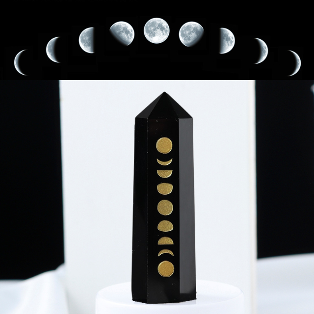 Crystal Healing Tower: Obsidian & Tiger's Eye Energy