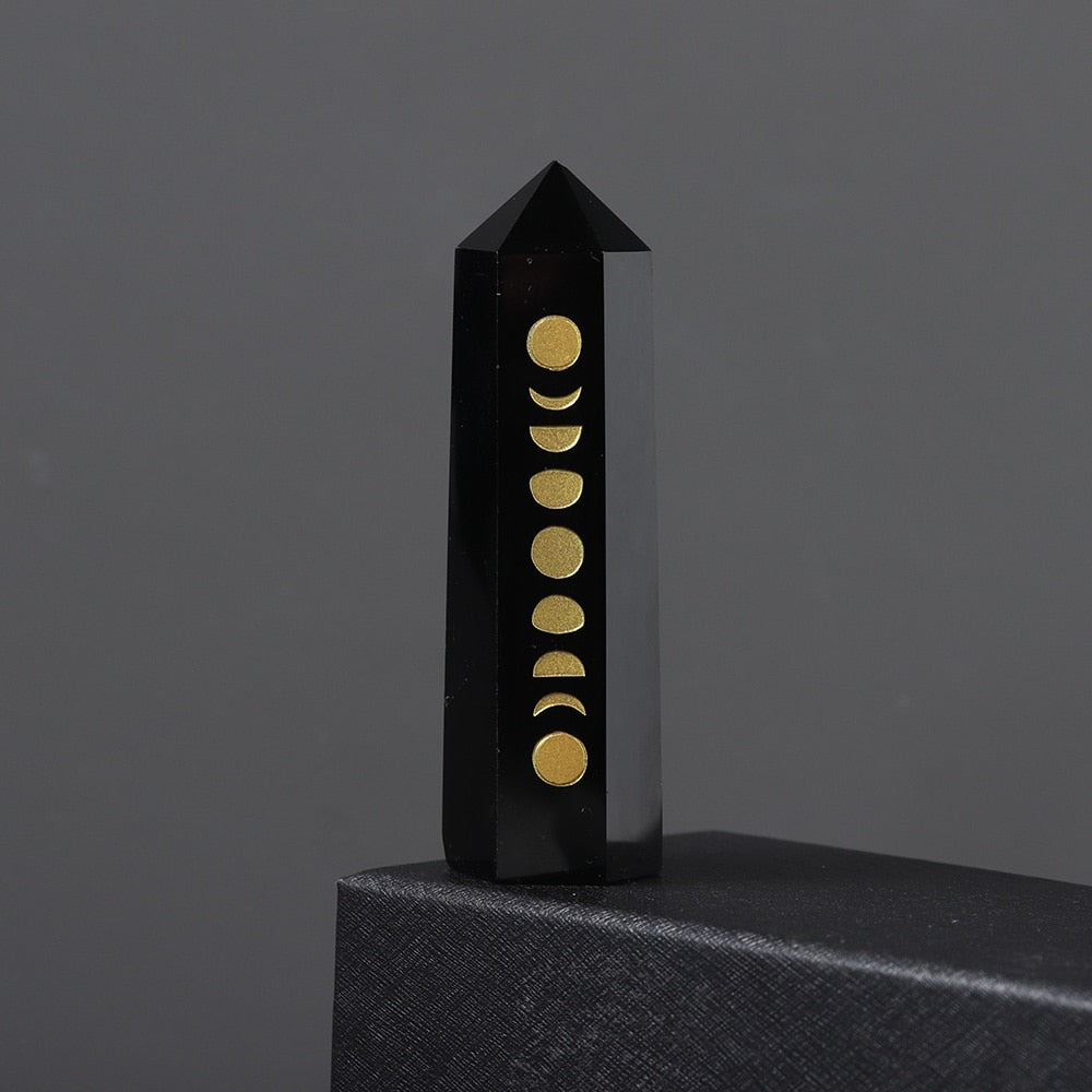 Crystal Healing Tower: Obsidian & Tiger's Eye Energy