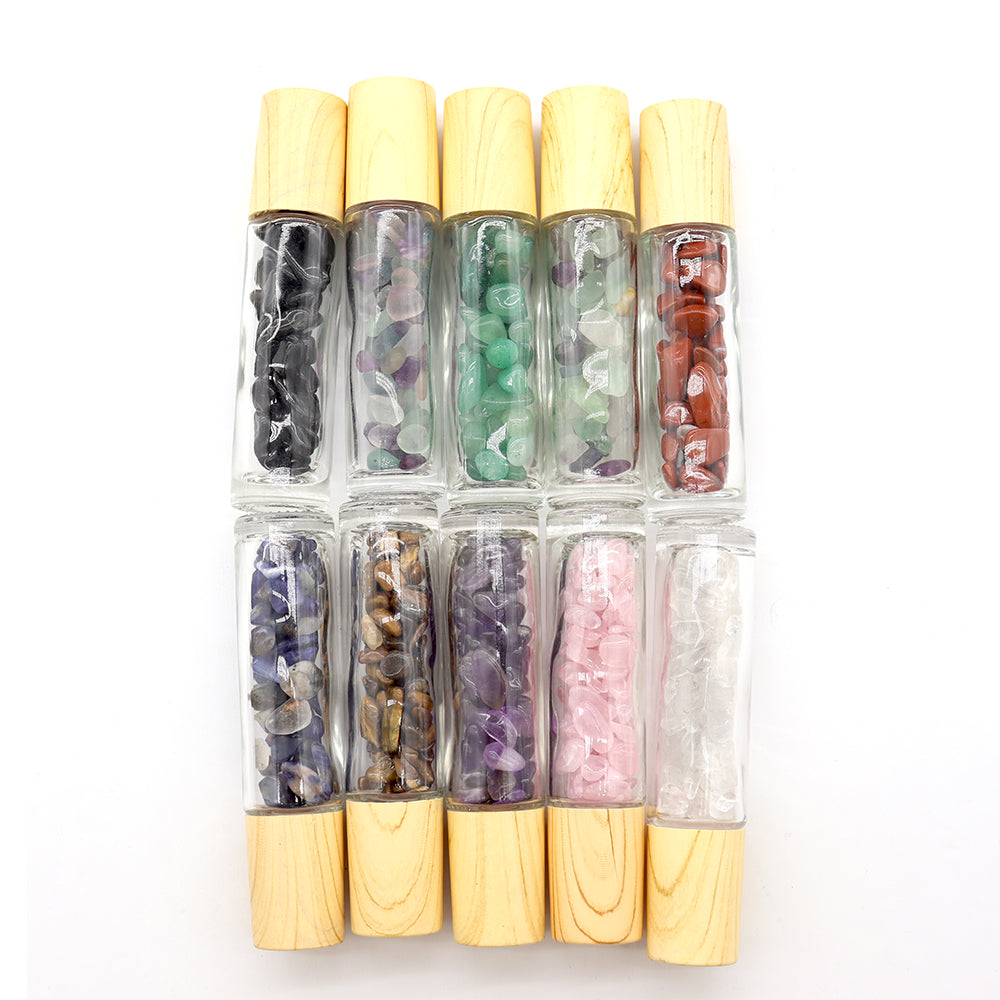 Crystal Oil Rollers with Natural Healing Stones for Chakra Wellness