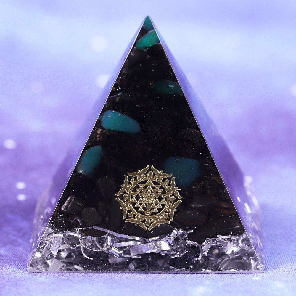 Crystal Protector Orgone Pyramid with Black Tourmaline