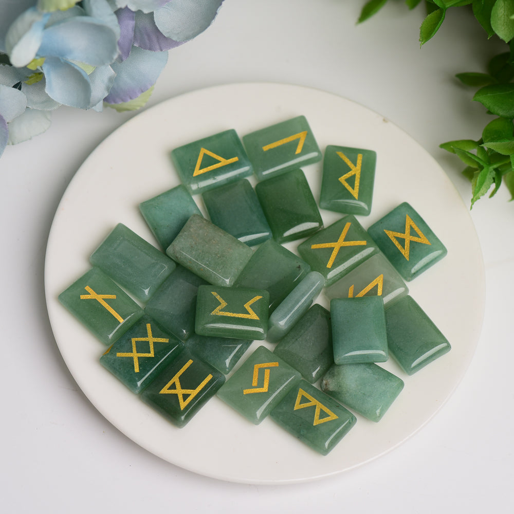 Crystal Runes Palm Stones Set - Healing Touchstones
