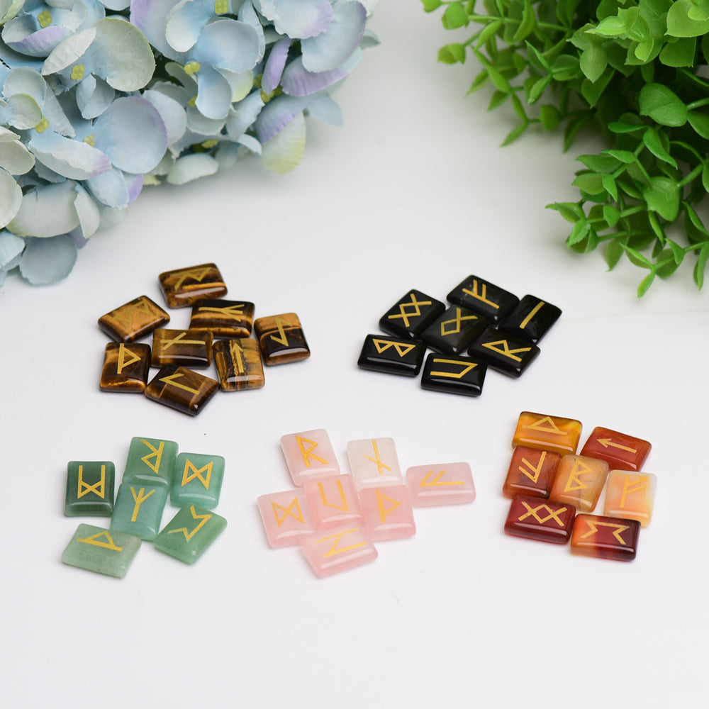 Crystal Runes Palm Stones Set - Healing Touchstones