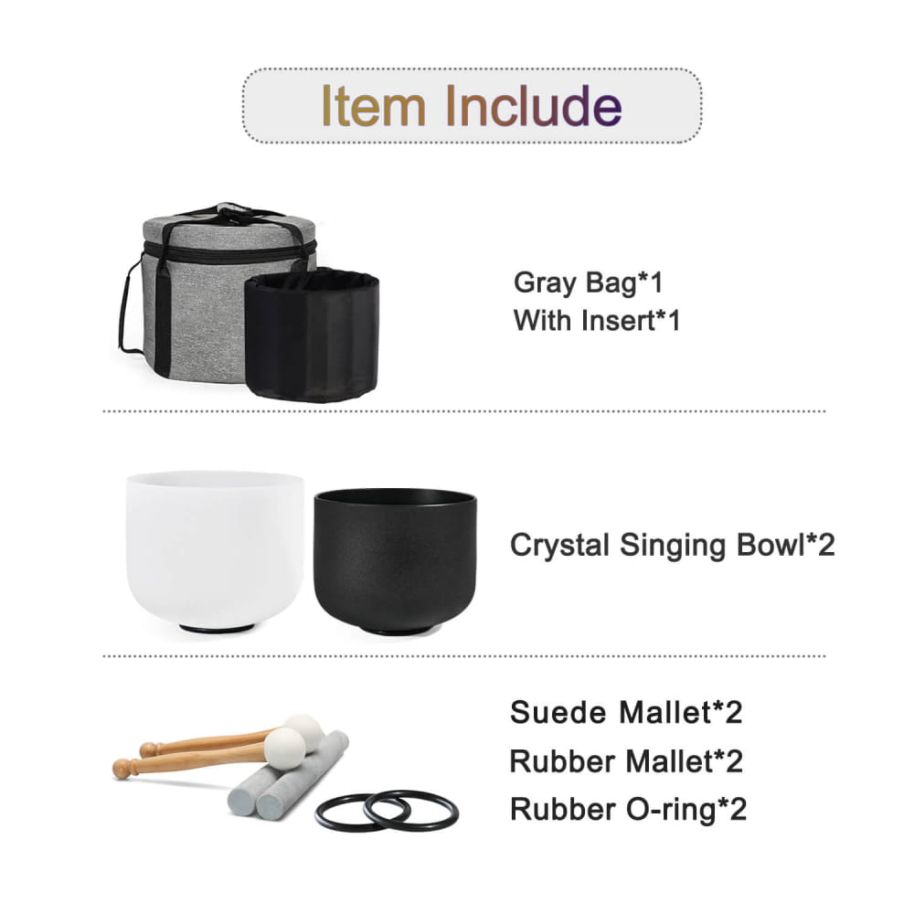 Crystal Singing Bowl Set with carrying case and mallets for healing sounds