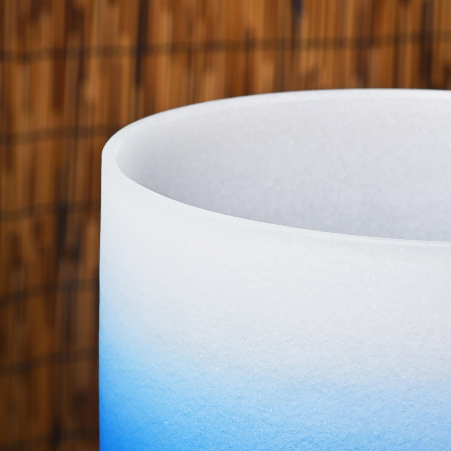 White cup with blue gradient for Crystal Singing Bowl - Throat Chakra Healing