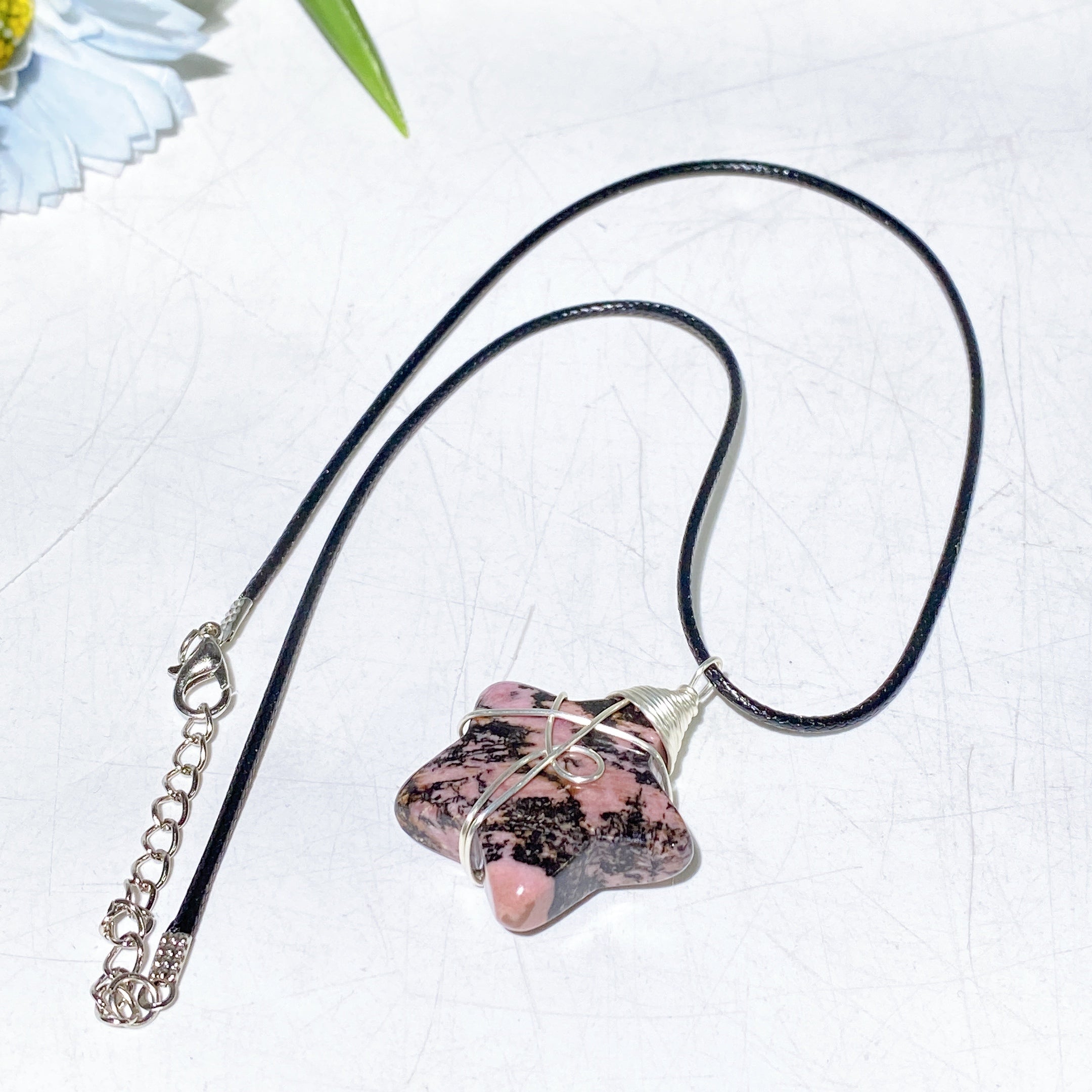 Crystal Star Pendant with Black Cord Necklace