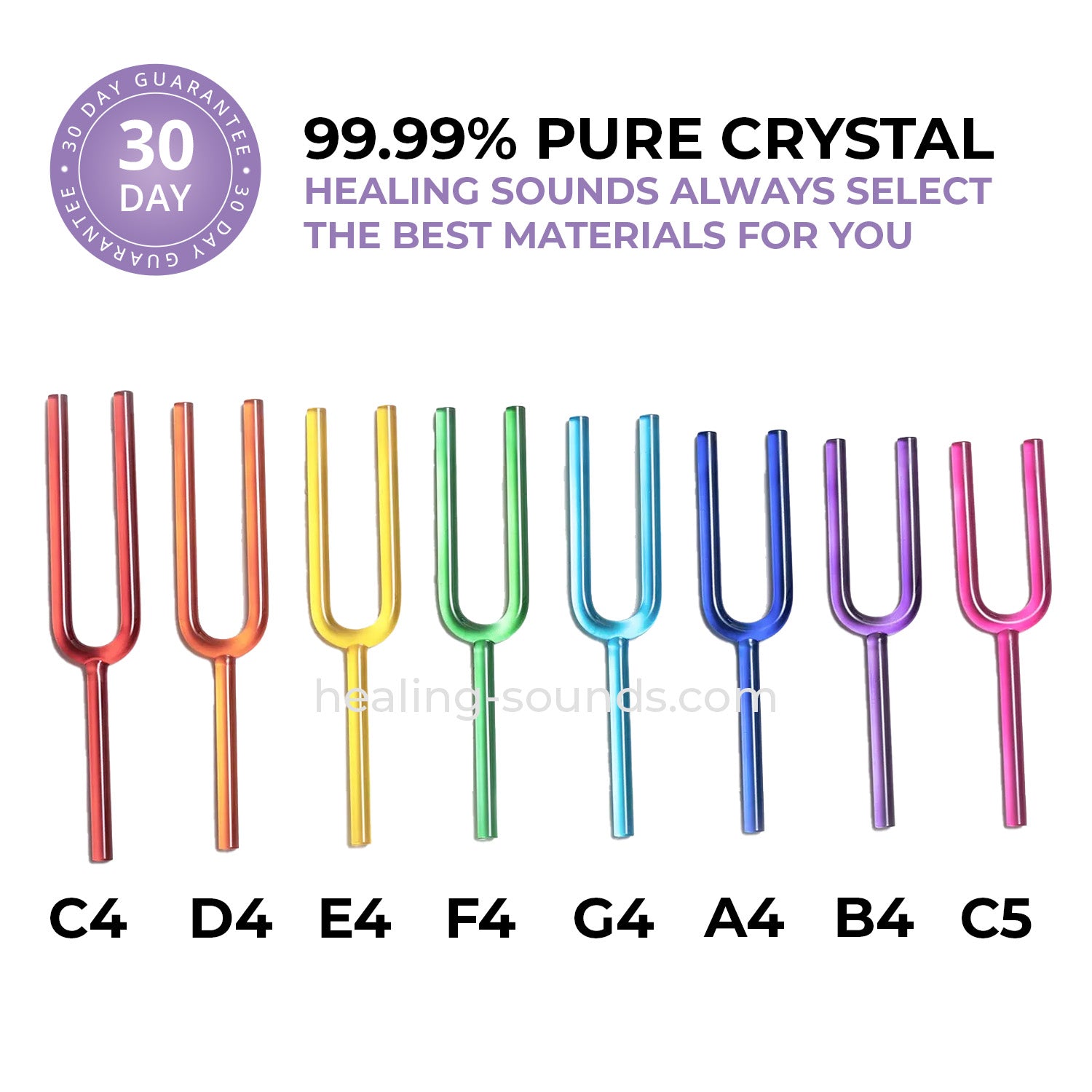 Crystal Tuning Fork Set with Box - 8pc Chakra set