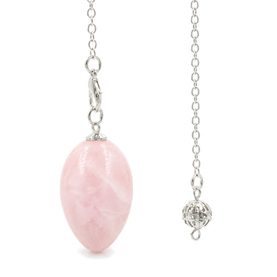 Crystal Egg Pendulum: Rose Quartz & More, Rose Quartz, on a white background