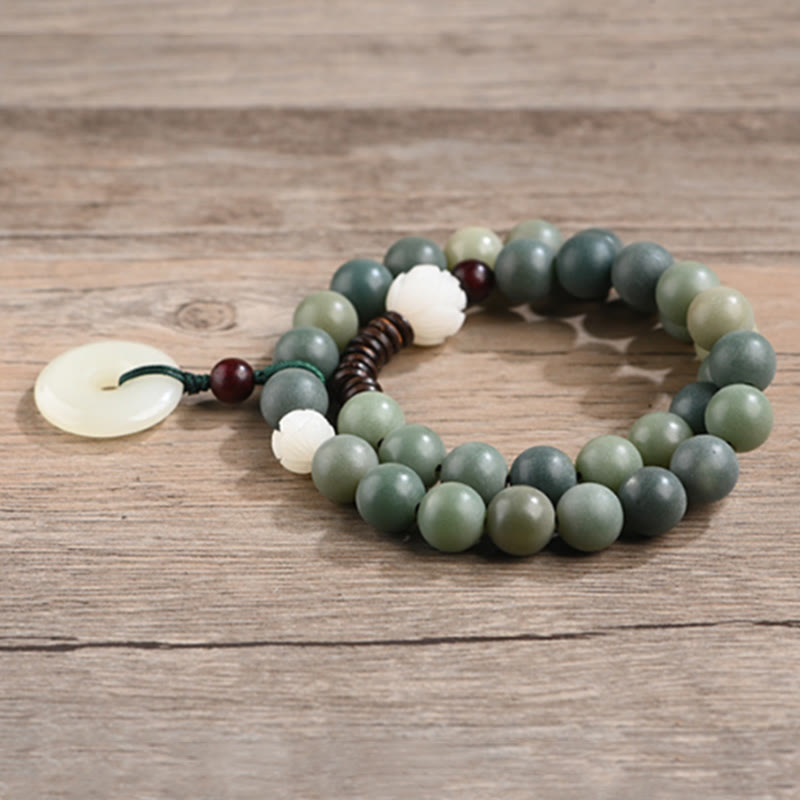 Cyan Bodhi Seed Jade Bracelet for Peace & Wisdom 10mm