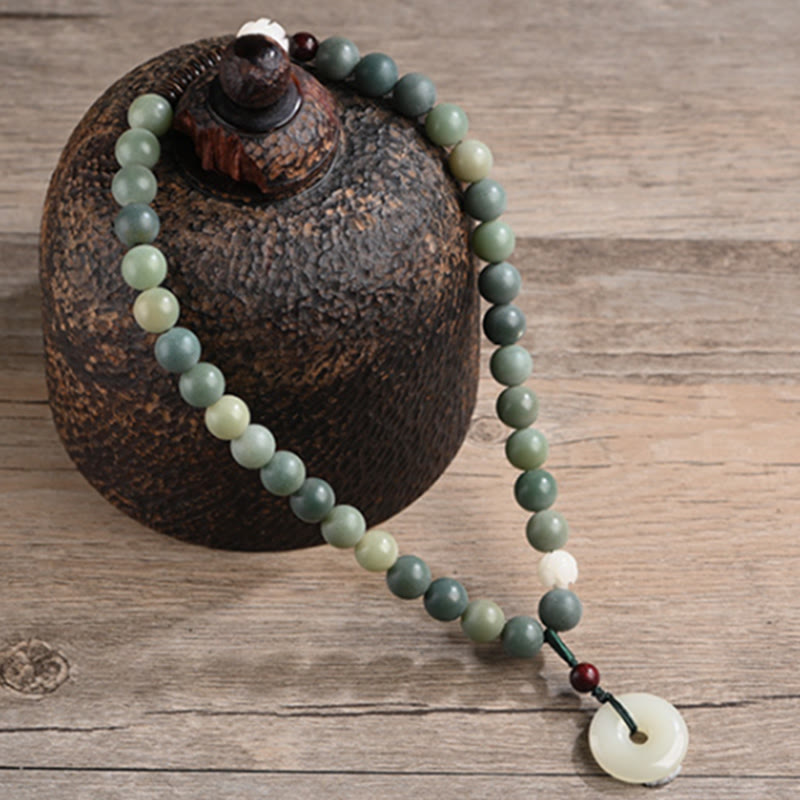 Cyan Bodhi Seed Jade Bracelet for Peace & Wisdom 10mm