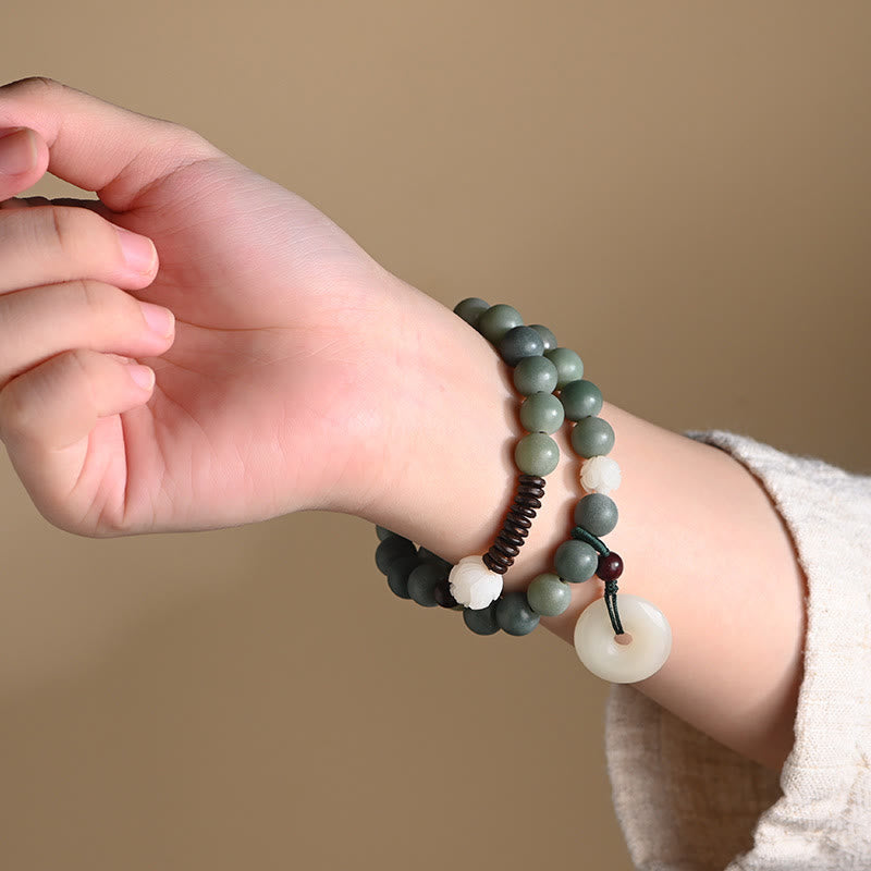 Cyan Bodhi Seed Jade Bracelet for Peace & Wisdom 10mm