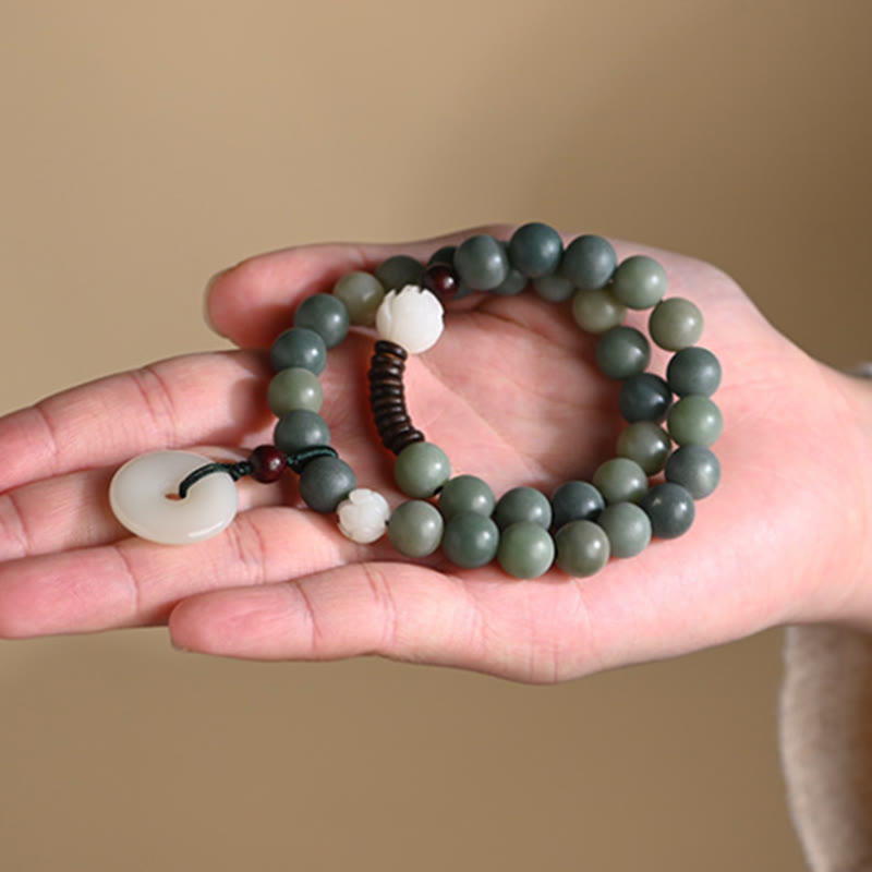 Cyan Bodhi Seed Jade Bracelet for Peace & Wisdom 10mm