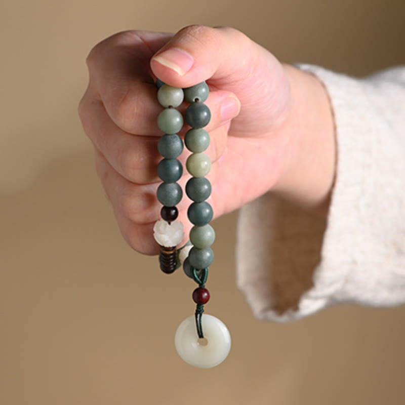Cyan Bodhi Seed Jade Bracelet for Peace & Wisdom 10mm