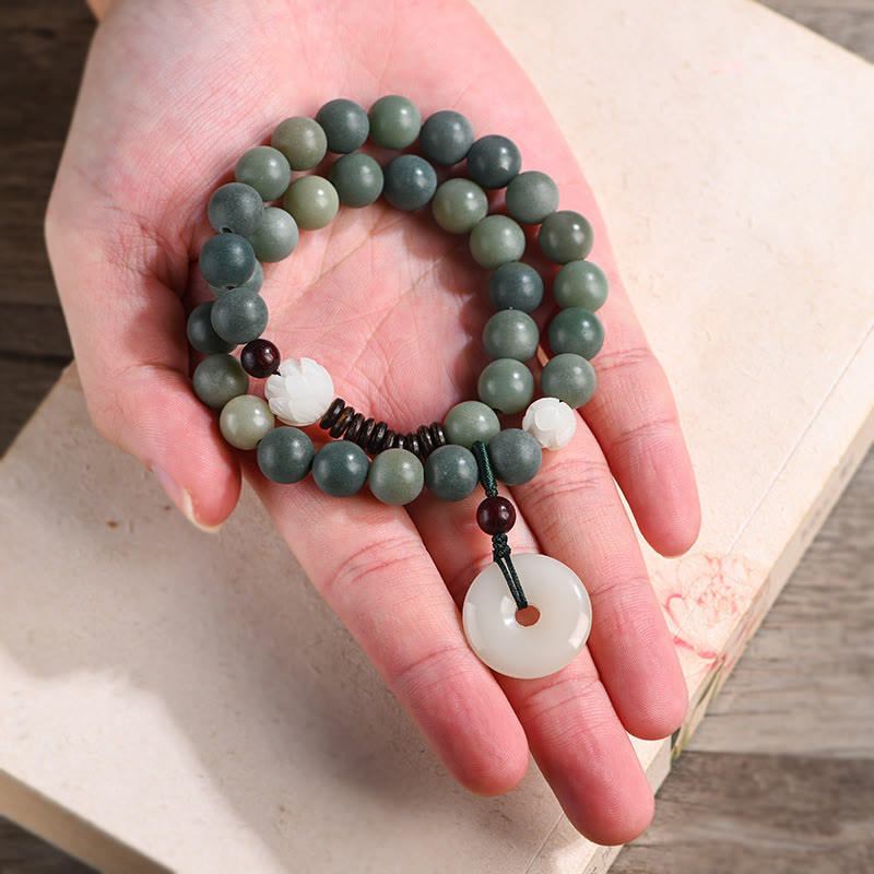 Cyan Bodhi Seed Jade Bracelet for Peace & Wisdom 10mm