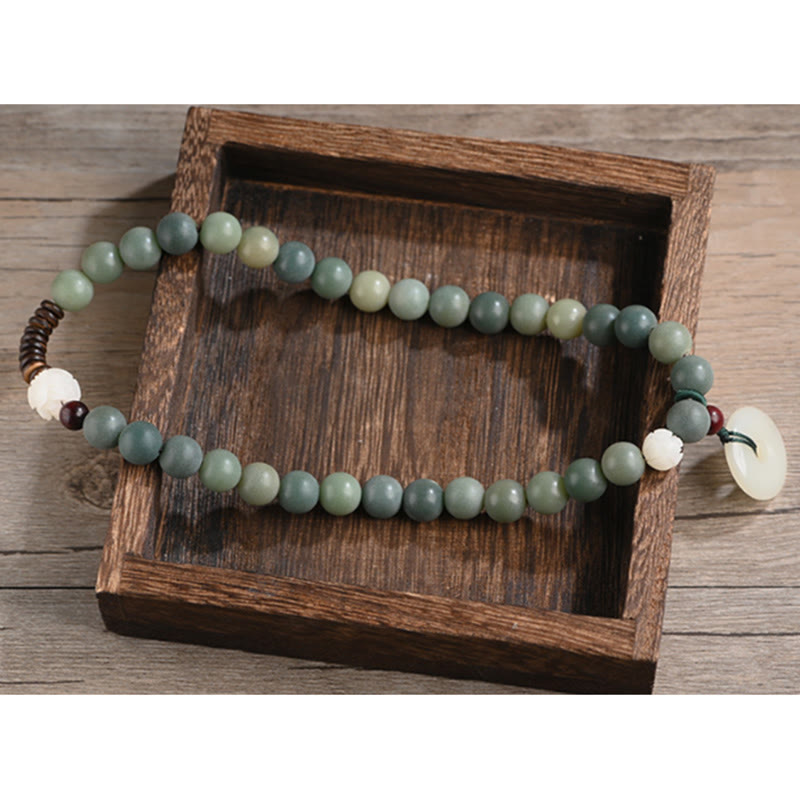 Cyan Bodhi Seed Jade Bracelet for Peace & Wisdom 10mm