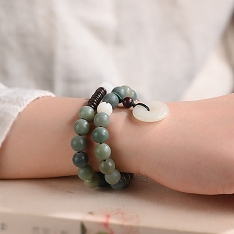 Cyan Bodhi Seed Jade Bracelet for Peace & Wisdom 10mm