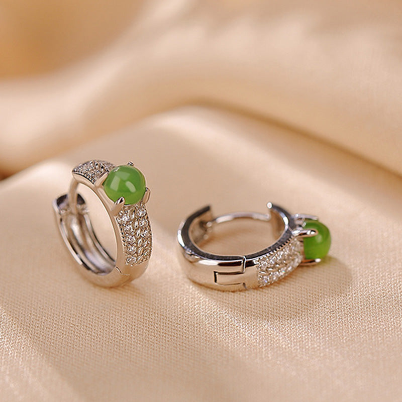 Cyan Jade 4mm Success Stud Earrings in Sterling Silver