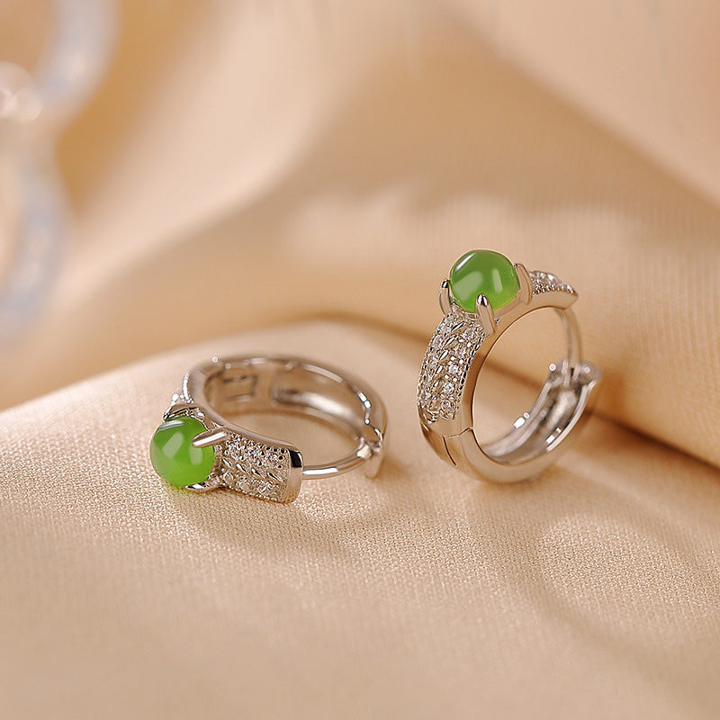 Cyan Jade 4mm Success Stud Earrings in Sterling Silver